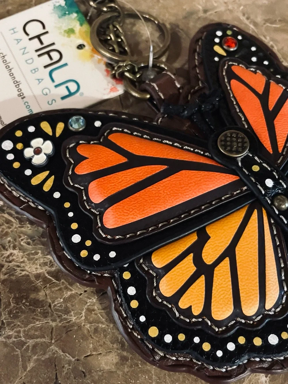 CHALA NWT Monarch Butterfly Key Fob Coin Purse Keychain Bag Charm Accessory